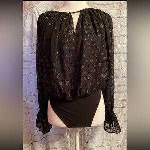 Black Mesh Dot Body Suit NWT
